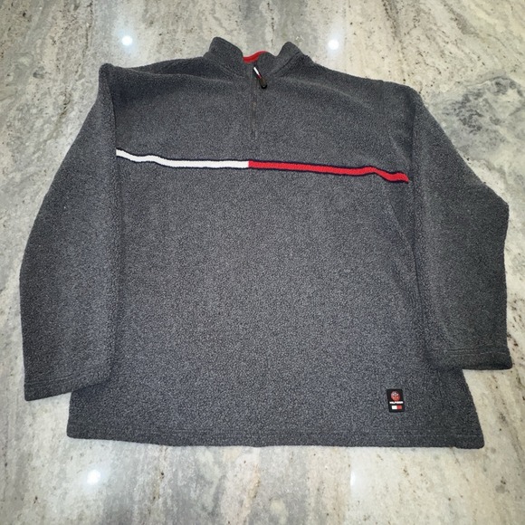 Tommy Hilfiger Other - Vintage Tommy Hilfiger XL Pullover Fleece Gray Cold Stop Y2K 1/4 Zip 90s Logo